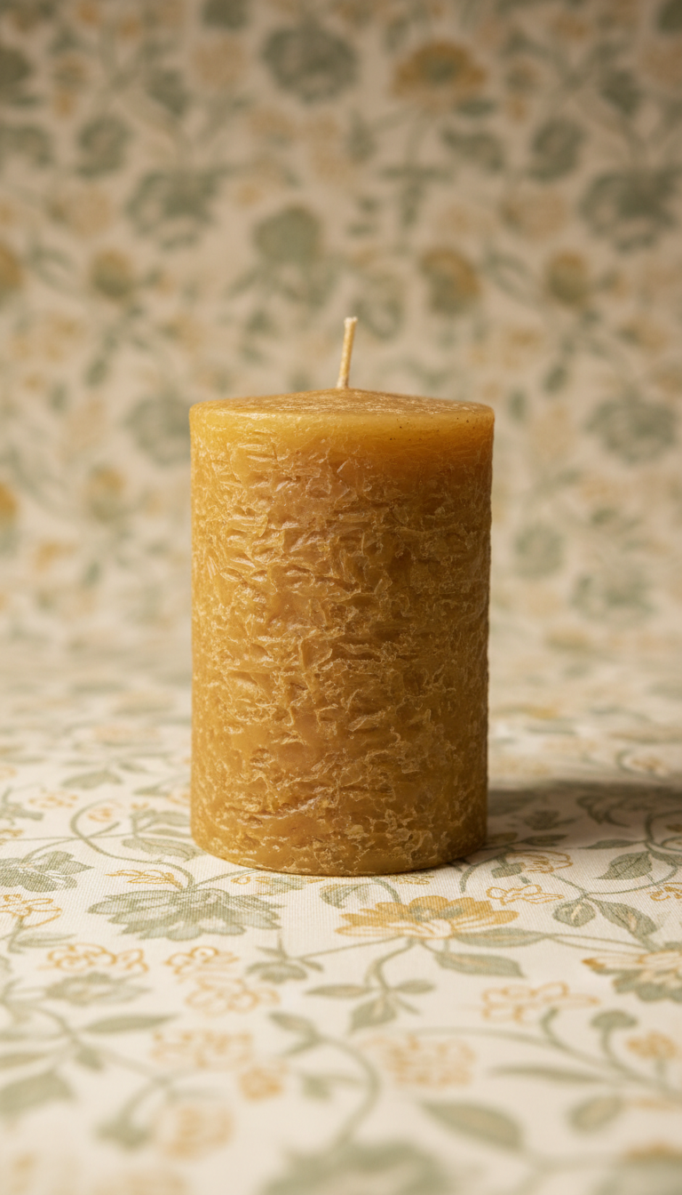 Hand-Poured Beeswax Pillar Candle